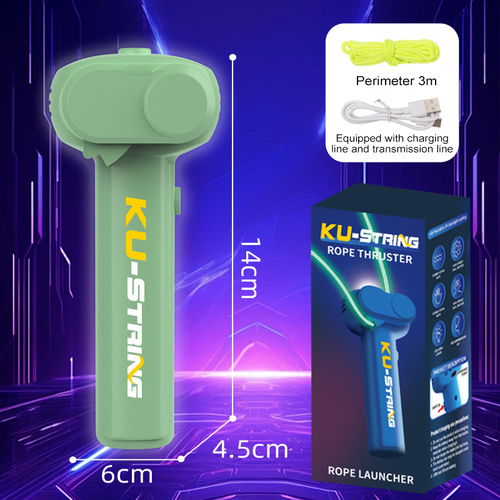 Green 3-Meter Glow-in-the-Dark Rope Launcher Toy - Fun Stress Relief for All Ages - Main Image