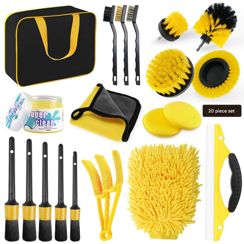 Car Cleaning Supplies - Complete Auto Detail Brush Set for Interior, Exterior, Wheels & Tires - Power Scrubber Drill Brush Kit Included - Main Image