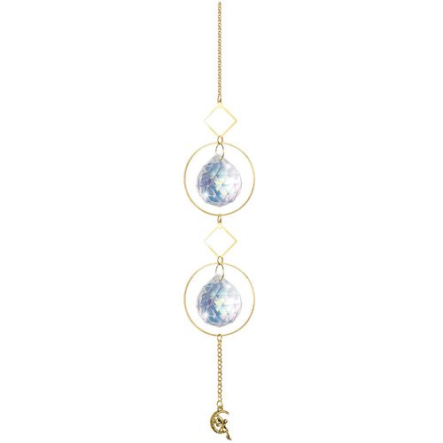 (Style 3) 4 pcs Crystal Wind Chimes-Sun Catcher Star Moon Dream Catcher for Window 31cm - Main Image
