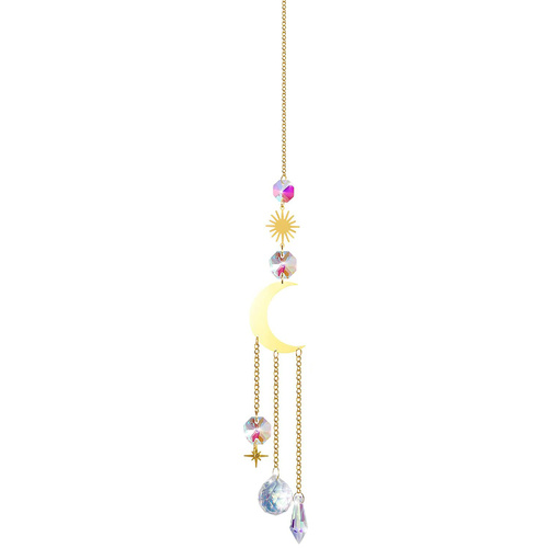 (Style 4) 4 pcs Crystal Wind Chimes-Sun Catcher Star Moon Dream Catcher for Window 32cm - Main Image