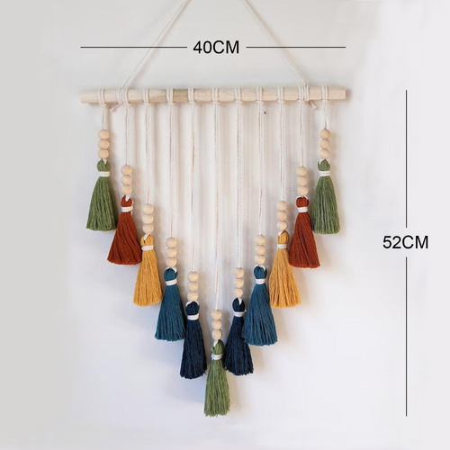 Colorful Tassel Wall Hanging-Wooden Beads Boho Tapestry Home Decor - Main Image