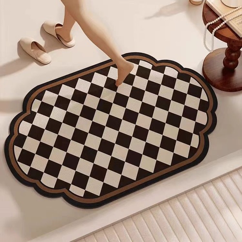 Lattice Diatomaceous Earth Bathroom Mat - Vintage Design, Fast-Dry Anti-Slip 45*70cm - Main Image