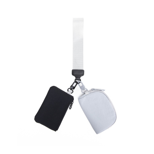Light gray Stylish Mini Wristlet Wallet - Nylon, Multi-Compartment Design - Main Image