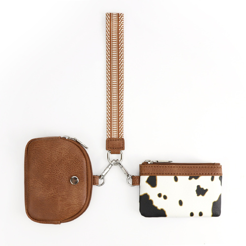 Cow brown Stylish Mini Wristlet Wallet - Nylon, Multi-Compartment Design - Main Image