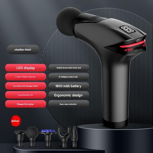 Black Fitness Muscle Relief Gun - Mini, Cold Pack, LED Display - Main Image