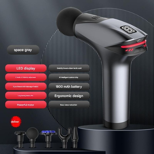 Gray Fitness Muscle Relief Gun - Mini, Cold Pack, LED Display - Main Image