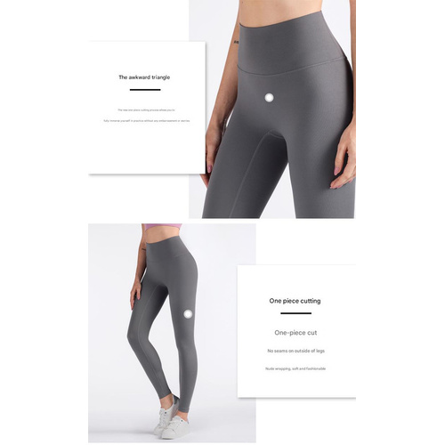 Size XL Smoky Gray High-Waisted Seamless Yoga Pants for Women - Tummy Control, Butt Lifting & Back Waistband Pocket - Main Image