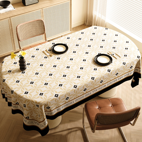 Style E Black And Off White Premium PVC Tablecloth - Oil & Water Resistant Table Cover for Dining Tables (120 x 180 cm) - Main Image