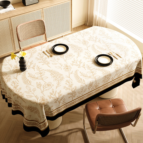 Style A Black And Off White Premium PVC Tablecloth - Oil & Water Resistant Table Cover for Dining Tables (140 x 220 cm) - Main Image