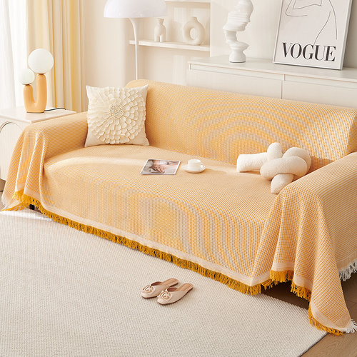 180*260CM Yellow Premium Polyester Sofa Throw Blanket, Multi-Seasonal Use, Sofa Protector - Main Image