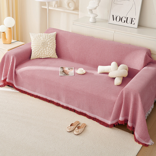 180*420CM Pink Premium Polyester Sofa Throw Blanket, Multi-Seasonal Use, Sofa Protector - Main Image
