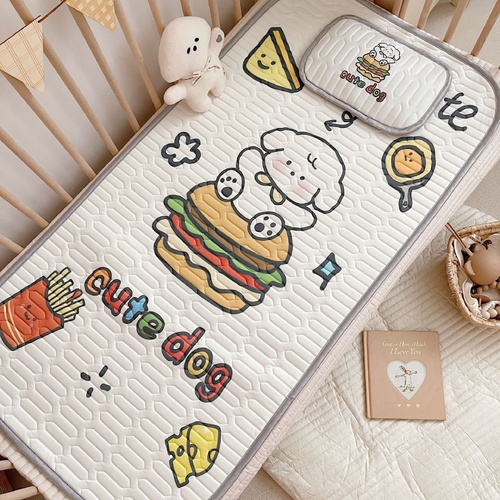 Cute Dog Pattern 2 Piece Set Kids Cooling Pad Set – 60x120cm Cartoon Latex Mattress Protector,  Pillow - Main Image