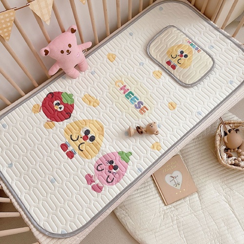 Cheese Pattern 2 Piece Set Kids Cooling Pad Set - 60x120cm Cartoon Latex Mattress Protector,  Pillow - Main Image
