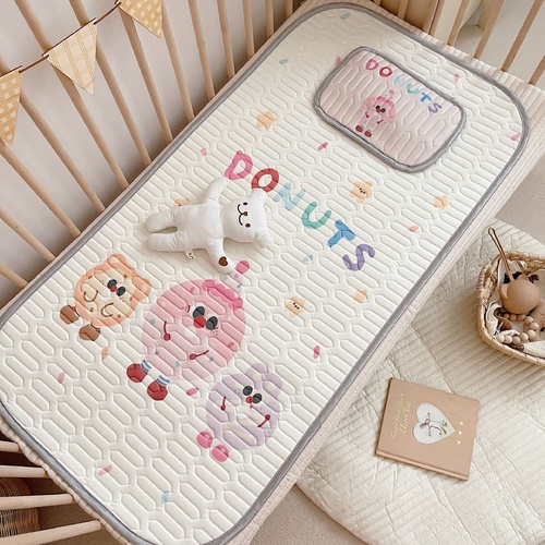 Donuts Pattern 2 Piece Set Kids Cooling Pad Set - 60x120cm Cartoon Latex Mattress Protector,  Pillow - Main Image