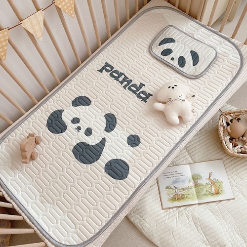 Panda Pattern 2 Piece Set Kids Cooling Pad Set - 60x120cm Cartoon Latex Mattress Protector,  Pillow - Main Image