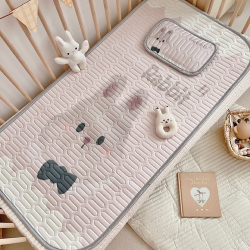 Rabbit Pattern 2 Piece Set Kids Cooling Pad Set - 60x120cm Cartoon Latex Mattress Protector,  Pillow - Main Image