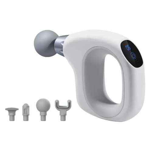 White Mini Handheld Fascia Gun – Quiet, Portable, and Adjustable 12-Speed Muscle Massager for Neck, Back, and Full Body Relief, ABS+TRP Material - Main Image