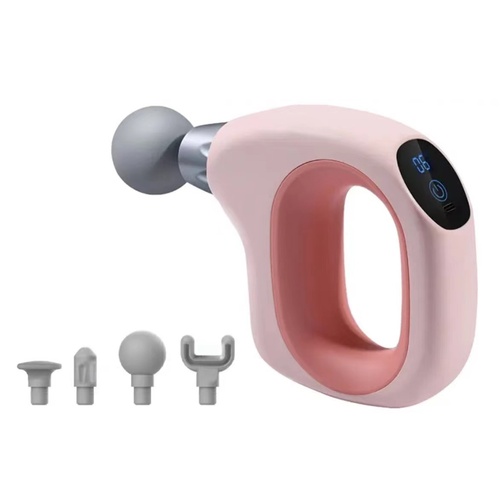 Pink Mini Handheld Fascia Gun - Quiet, Portable, and Adjustable 12-Speed Muscle Massager for Neck, Back, and Full Body Relief, ABS+TRP Material - Main Image