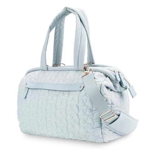 Blue Quilted Pattern Large Capacity Mummy Bag - Stylish Baby Diaper Bag for Moms, Baby Stroller Bag with Multiple Compartments - Main Image