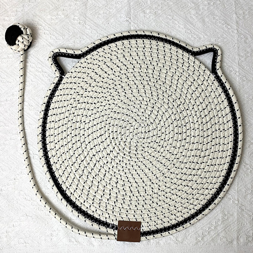 3 Pcs White Durable Cat Scratching Mat with Attached Toy Ball - Washable and Multi-Functional, Ideal for Cats' Scratching and Sleeping - 50cm Diameter - Main Image