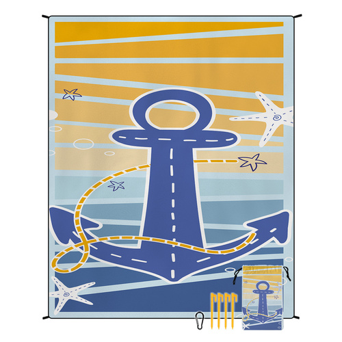 Style STD-001-3 Blue And Yellow Quick Dry Beach Mat Sand Proof Waterproof Outdoor Picnic Blanket - Compact & Lightweight - Main Image