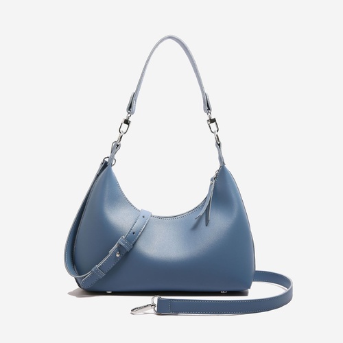 Blue Women's Trendy PU Leather Shoulder Bag - Fashionable Underarm Hobo Bag with Adjustable Strap - Main Image