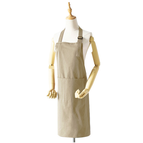 Khaki Waterproof & Oil-Proof Apron - Adjustable Kitchen Apron with Pockets - Main Image