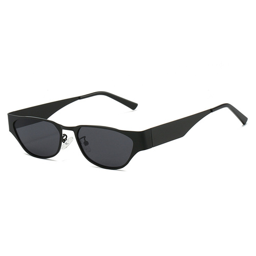 Black Retro Cat Eye Sunglasses - Metal Frame, UV400 Protection - Main Image