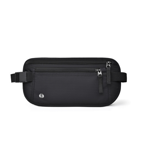 Black Nylon Travel Waist Pack - Waterproof, RFID Blocking, Lightweight - Main Image