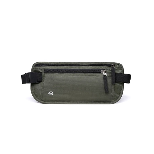 Dark Green Nylon Travel Waist Pack - Waterproof, RFID Blocking, Lightweight - Main Image