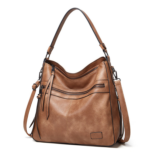 Khaki Spacious & Stylish  PU Leather Tote Bag -  Versatile Shoulder/Crossbody - Main Image