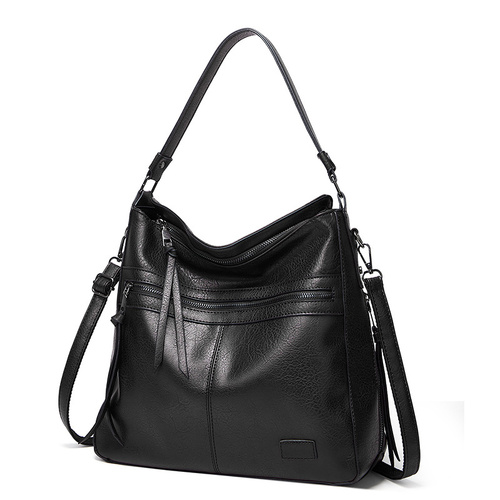 Black Spacious & Stylish  PU Leather Tote Bag -  Versatile Shoulder/Crossbody - Main Image