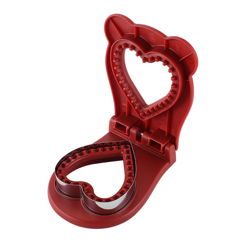 3 Pcs Red Heart Sandwich Maker Sealer - DIY Toast Pocket Bread Cutter & Sealer Mold (PP + 304 Stainless Steel) - Main Image
