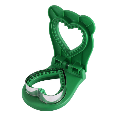 3 Pcs Green Heart Sandwich Maker Sealer - DIY Toast Pocket Bread Cutter & Sealer Mold (PP + 304 Stainless Steel) - Main Image