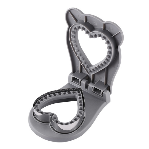 3 Pcs Grey Heart Sandwich Maker Sealer - DIY Toast Pocket Bread Cutter & Sealer Mold (PP + 304 Stainless Steel) - Main Image