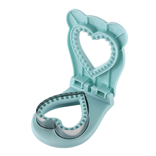 3 Pcs Blue Heart Sandwich Maker Sealer - DIY Toast Pocket Bread Cutter & Sealer Mold (PP + 304 Stainless Steel) - Main Image
