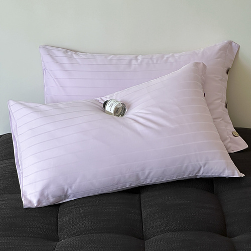 Purple Wide Stripes Long Staple Cotton Sateen Pillowcase Set - Jacquard Striped, Pure Cotton, 48x74cm (Pair) - Main Image
