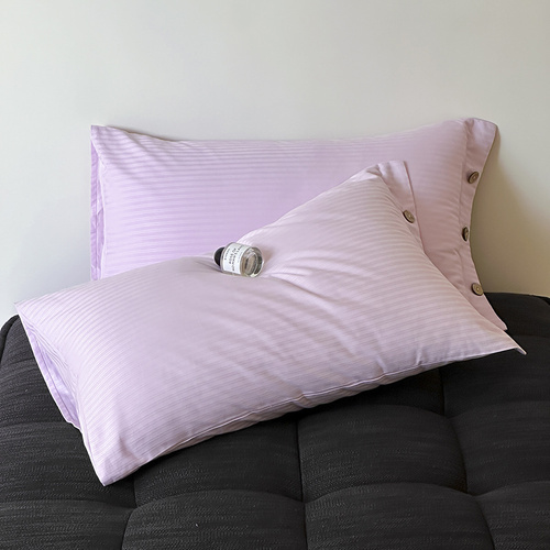 Purple Pinstripe Long Staple Cotton Sateen Pillowcase Set - Jacquard Striped, Pure Cotton, 48x74cm (Pair) - Main Image