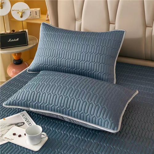 Dark Blue Cooling latex texture Pillowcase Set - Latex Feeling, Solid Color, 48x74cm (Pair) - Main Image
