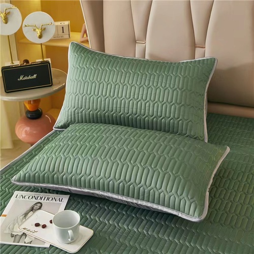 Dark Green Cooling latex texture Pillowcase Set - Latex Feeling, Solid Color, 48x74cm (Pair) - Main Image