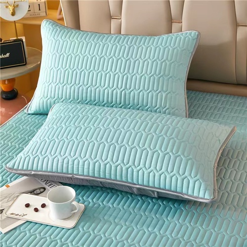 Mint Blue Cooling latex texture Pillowcase Set - Latex Feeling, Solid Color, 48x74cm (Pair) - Main Image