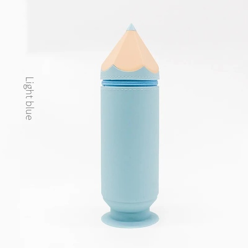 Light Blue Creative Silicone Pencil Case - High-Value Stationery  - Large Capacity Desk Organizer - Main Image