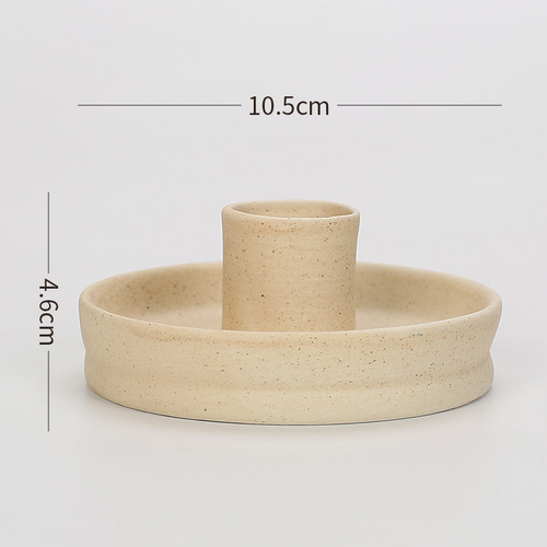 2 Pcs Light Yellow Straight Bottom Nordic Ceramic Candle Holder with Jewelry Dish - Elegant Minimalist Home Decor Piece - Main Image