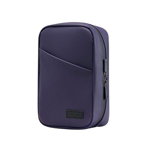 Dark Purple Premium PU Leather Multi-Functional Travel Cable Organizer - Waterproof Digital Storage Pouch - Main Image