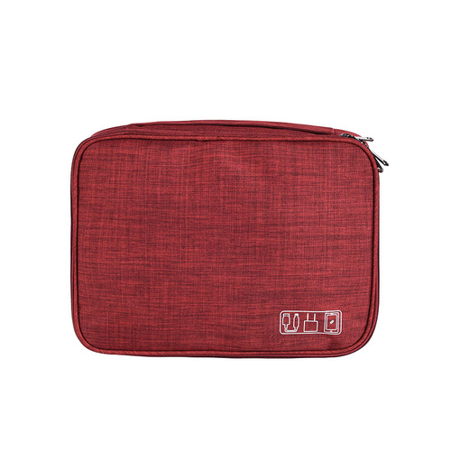 Red Durable Three-Layer Earphone & Digital Organizer - Waterproof Cosmetic & Cable Storage Pouch(Photography props not included, only the bag) - Main Image