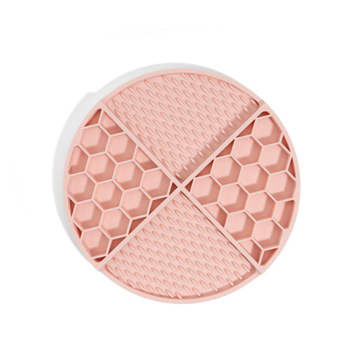 2 Pcs Pink Honeycomb Pet Slow Feeder Bowl - Anti-Choke Silicone Lick Mat with Suction for Dogs - Main Image