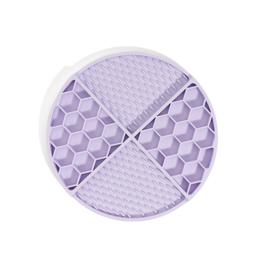 2 Pcs Purple Honeycomb Pet Slow Feeder Bowl - Anti-Choke Silicone Lick Mat with Suction for Dogs - Main Image