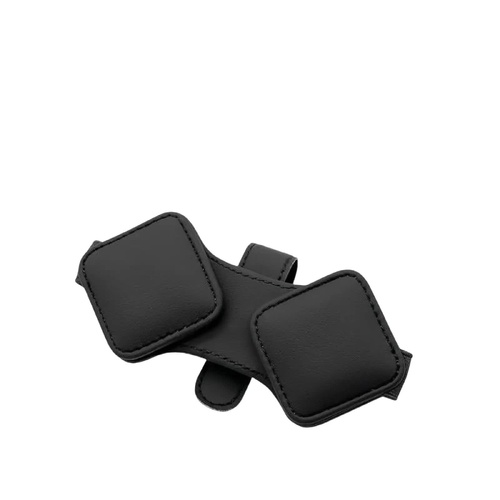 2 Pcs Black Car Sun Visor Glasses Holder Clip with Dual Magnetic Clamps - PU Leather, Anti-Slip, and Multi-Functional Storage - Main Image