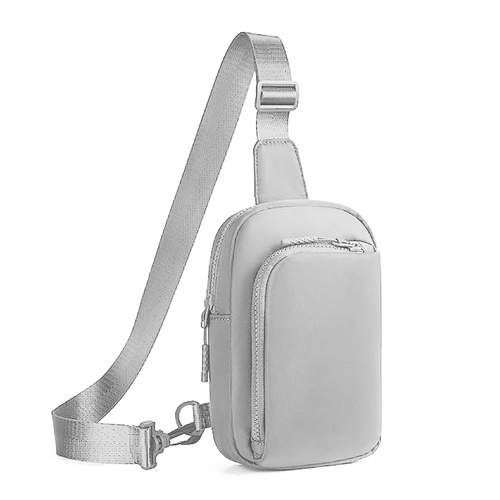 Light Grey Trendy Waterproof Sling Bag - Lightweight Crossbody Chest Pack, Adjustable Strap - Main Image