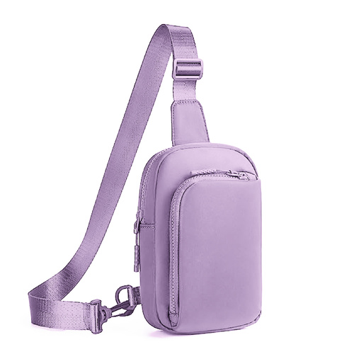 Light Purple Trendy Waterproof Sling Bag - Lightweight Crossbody Chest Pack, Adjustable Strap - Main Image